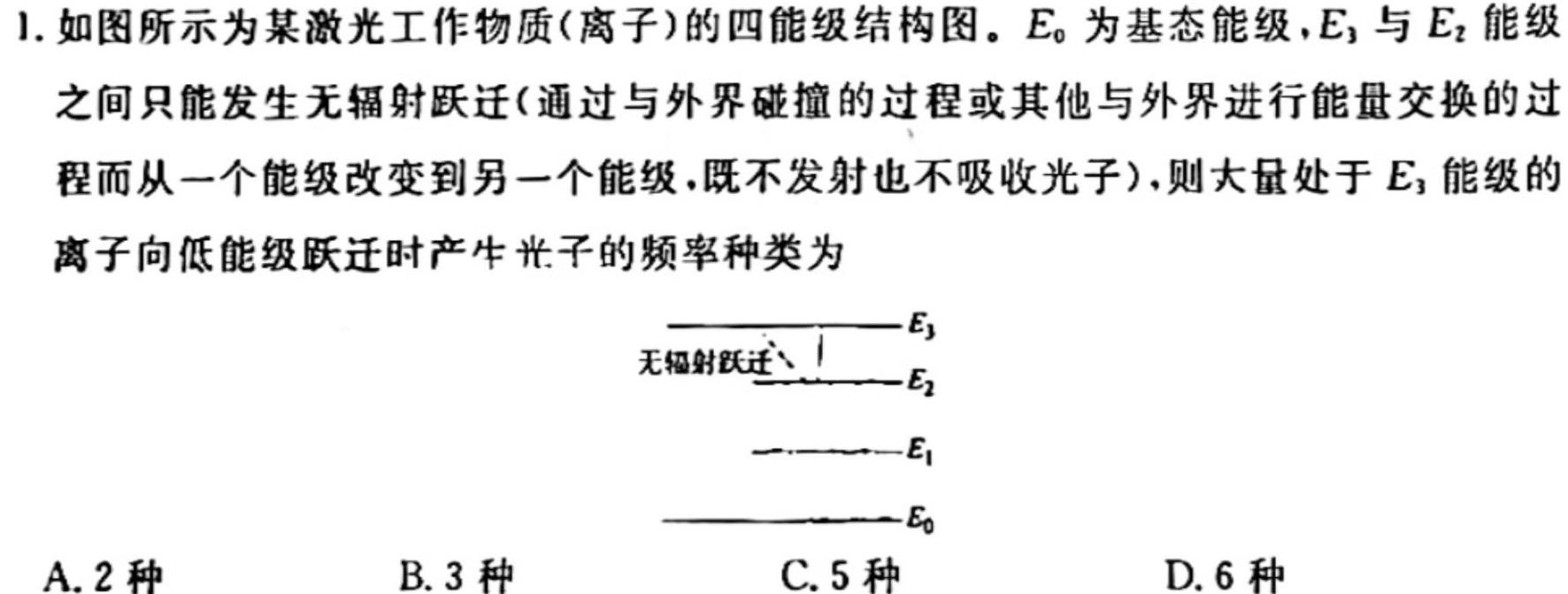 [今日更新]2024年陕西省初中学业水平考试突破卷(一)1.物理试卷答案