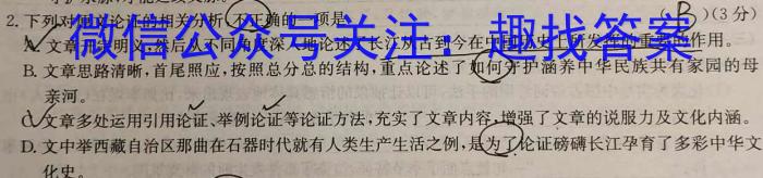 安徽省2024年九年级学业水平测试第一次模拟语文