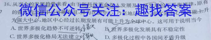 2024-2025学年第一学期浙江省高二年级名校协作体&政治