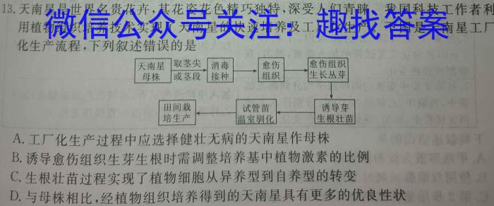 安徽省2023-2024学年同步达标自主练习·七年级第七次生物学试题答案