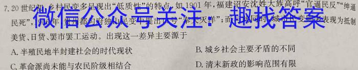 乐平市2023-2024学年度九年级上学期期末学业评价历史试卷答案