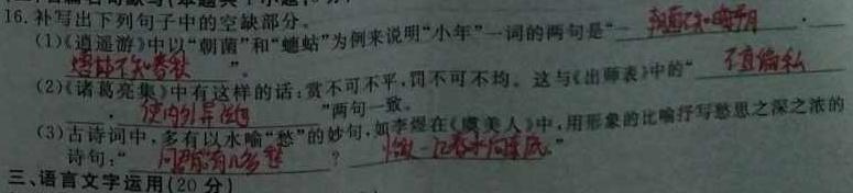 [今日更新]2024河南中考学业备考全真模拟试卷(7)语文试卷答案