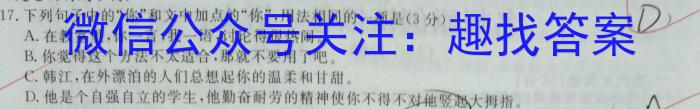 安徽省2024-2025学年高二年级上学期阶段检测联考（9月）语文