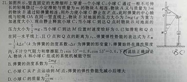 [今日更新]2024年普通高等学校招生全国统一考试名校联盟模拟信息卷(T8联盟)(七).物理试卷答案