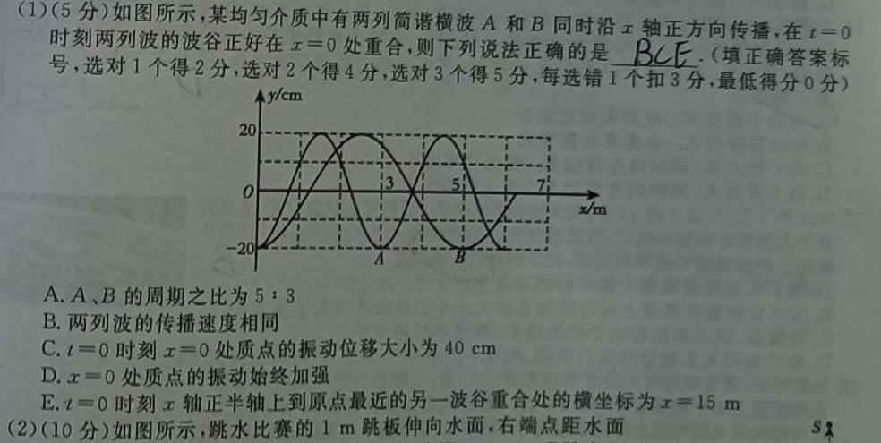 [今日更新]名校之约·2024届高三高考仿真模拟卷(一).物理试卷答案