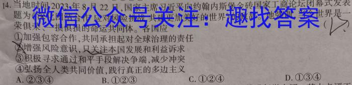 衡水金卷·2024届高三年级2月份大联考（LL）政治试卷d答案