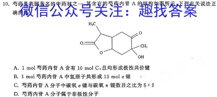 q广西2023-2024学年度高二年级阶段性期中考试(24-498B)化学