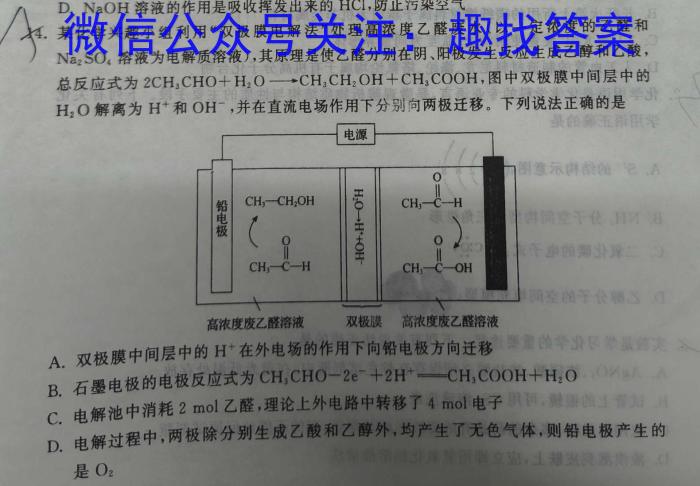 【精品】[国考1号15]第15套 2024届高考适应性考试(五)5化学