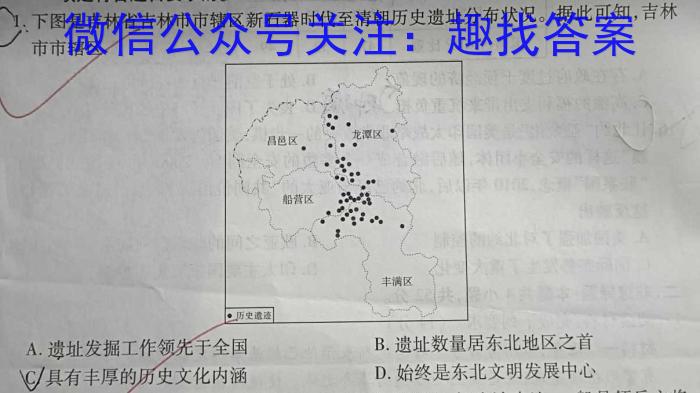 安徽省合肥市庐江县2024届九年级中考模拟4月联考历史试题答案