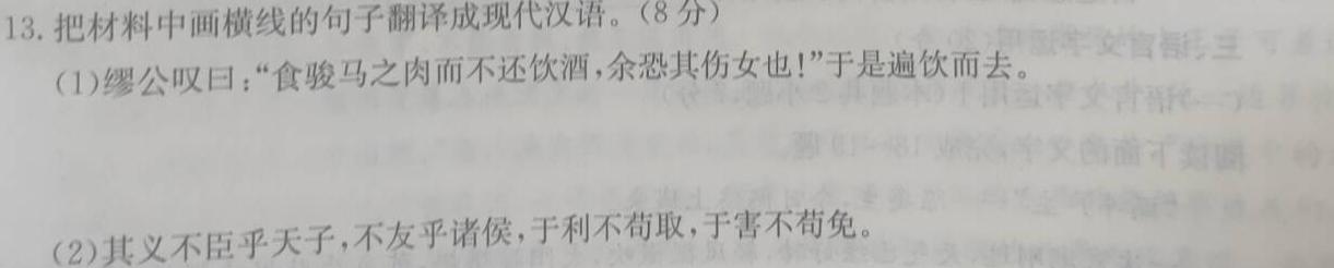 [今日更新]安徽省2024年九年级5月考试（无标题·试题卷）语文