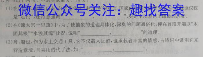 湖北省2024年普通高等学校招生统一考试新高考备考特训卷(七)7语文