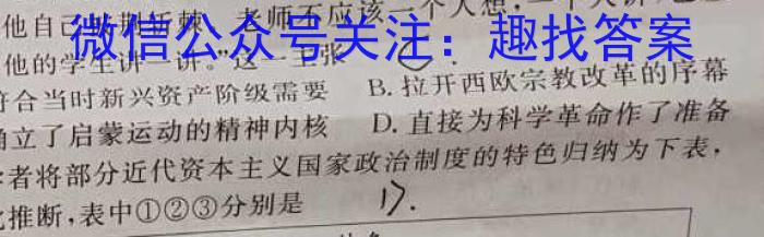 衡水金卷先享题信息卷 2024年普通高等学校招生全国统一考试模拟试题(一)历史试卷答案