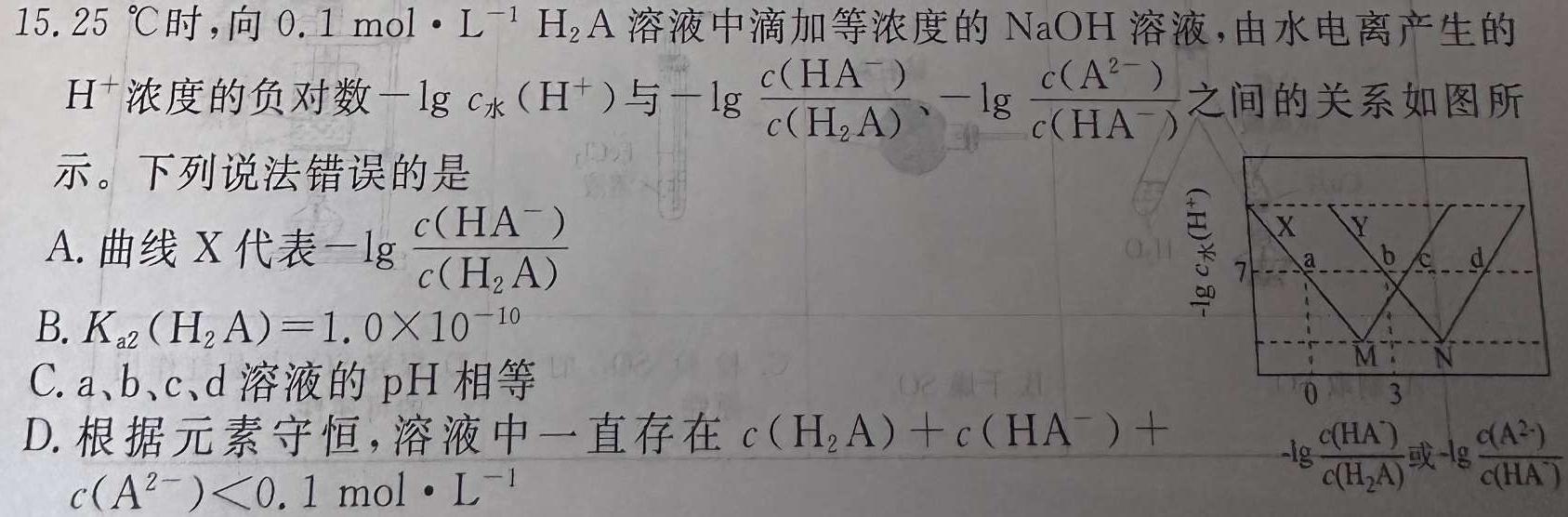 1福建省2024届高三12月质量检测化学试卷答案