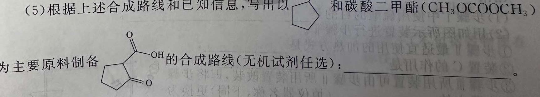 1贵州省黔东南州2024届12月份高三统测化学试卷答案