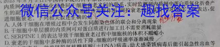 安徽省六安市某校2024届初三阶段性目标检测（七）生物学试题答案