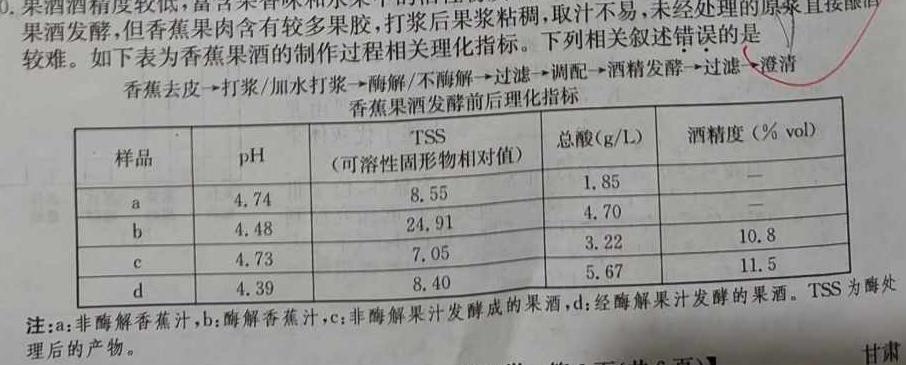 ［山西大联考］山西省2023-2024学年第二学期高一下学期5月联考生物学部分