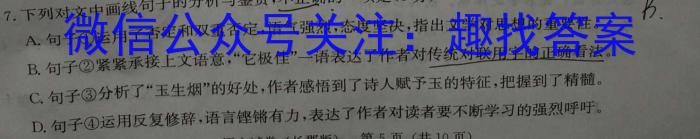 2023-2024学年海南高一阶段性教学检测(五)语文