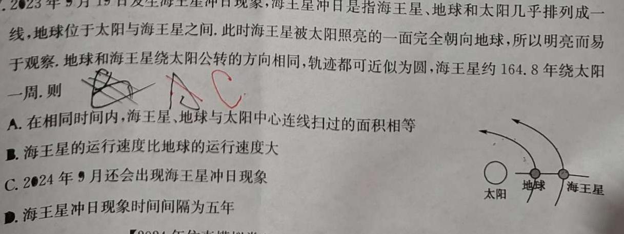 [今日更新]衡水金卷先享题2023-2024学年度下学期高三一模考试.物理试卷答案