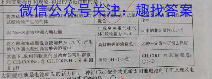 q衡水金卷先享题调研卷2024答案(JJ·A)(一)化学