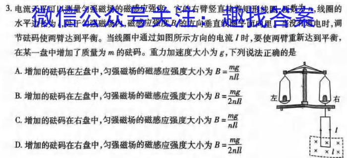 衡水名师卷 辽宁省名校联盟2024年高考模拟卷(信息卷)(一)1物理