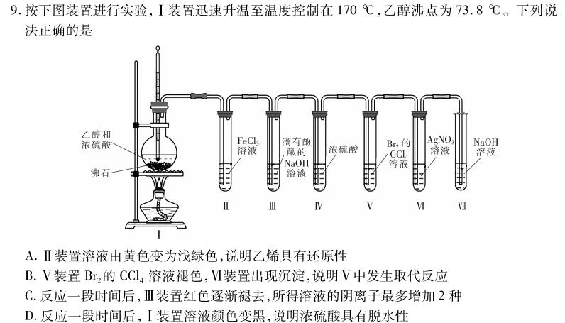 12024届高三年级T8联盟12月份八省联考化学试卷答案