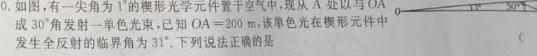 [今日更新]吕梁市2023-2024学年高一第一学期期末调研测试(2024.1).物理试卷答案