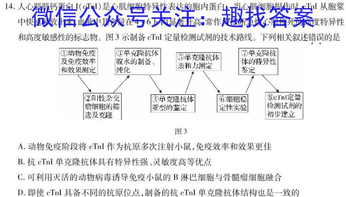 河南省驻马店市区学校2023年第一学期九年级期末质量监测试题生物学试题答案