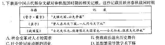 [今日更新]皖智教育 安徽第一卷·2024年中考安徽名校大联考试卷(二)2历史试卷答案