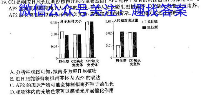 湖南省2024届高三冲刺压轴大联考（5月）生物学试题答案