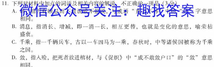 2024年山东省普通高中学业水平等级考试冲刺压轴卷(二)/语文