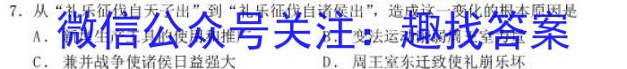 2024届衡水金卷先享题调研卷 全国乙卷A 答案历史试卷答案