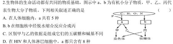 安徽省2024年春学期毕业班第一次调研考生物