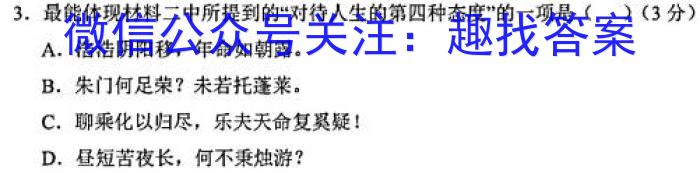 天一大联考·安徽省2023-2024学年度高二年级下学期第一次联考（3月）语文