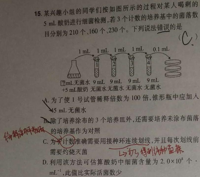 真题密卷 2024年冲顶实战演练(三)生物学部分