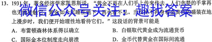 2024届广东省九年级阶段评估(二)[3L]历史试卷答案