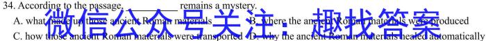 安徽省2024年中考最后1卷（二）英语试卷答案