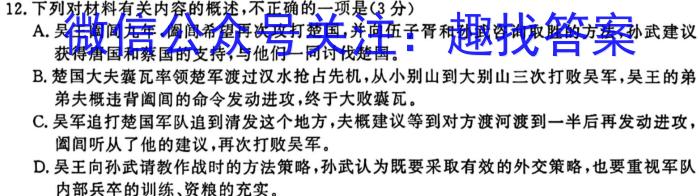 浙江省培优联盟高二2024年5月联考语文