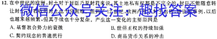 江西省重点中学盟校2024届高三第一次联考历史试卷答案