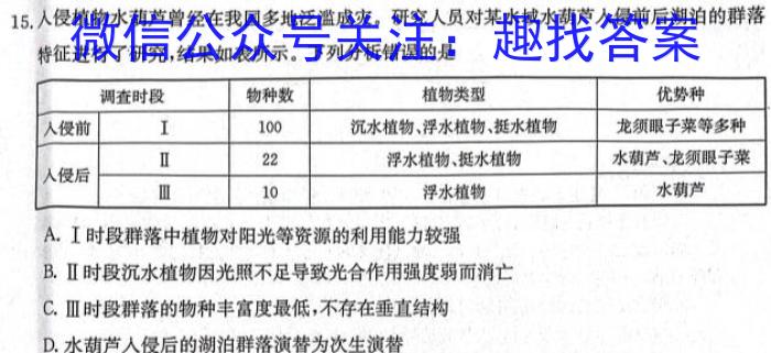 江西省2023-2024学年七年级（三）12.27生物学试题答案