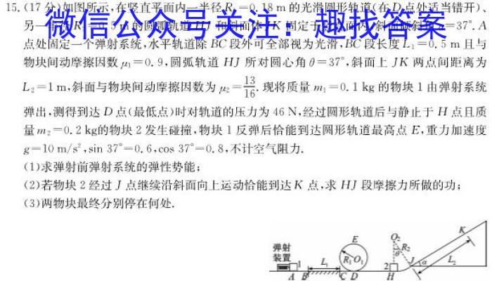 陕西省宝鸡高新区2023-2024学年度九年级第一学期期末质量检测物理试卷答案