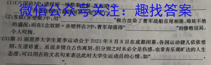 安徽省2023-2024学年第一学期九年级蚌埠G5教研联盟12月份调研考试语文