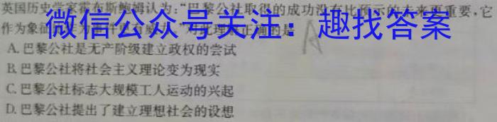 安师联盟 安徽省2024年中考摸底试卷历史试题答案