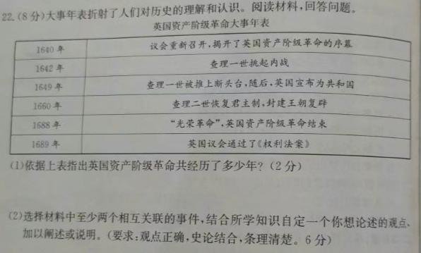 [今日更新]陕西省2023-2024第二学期高一期末考试（24709A）历史试卷答案