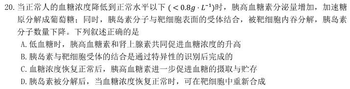 安徽寿春中学2024年春学期七年级第四次(期末)学科检测生物学部分