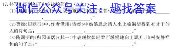 重庆缙云教学联盟2023-2024学年(上)高一年级12月月度质量检测语文