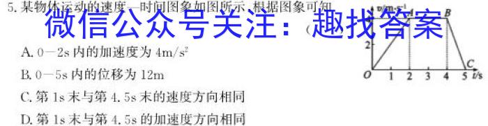 2024年安徽省名校联盟中考模拟卷(一)1h物理