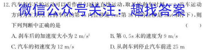 2024年河北省初中毕业生升学文化课考试黑白卷物理试卷答案