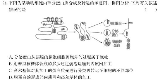 江西省2023-2024学年度高一第六次联考生物学部分