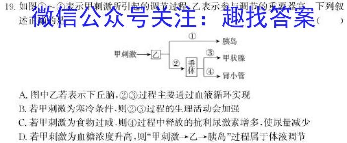 2024届甘肃省高三检测2月联考(❀)生物学试题答案