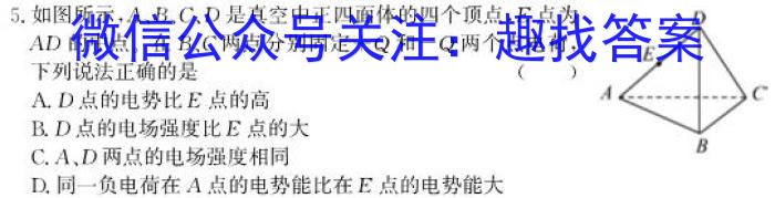 安徽省2024-2025学年九年级上学期教学质量调研(11月)物理试题答案